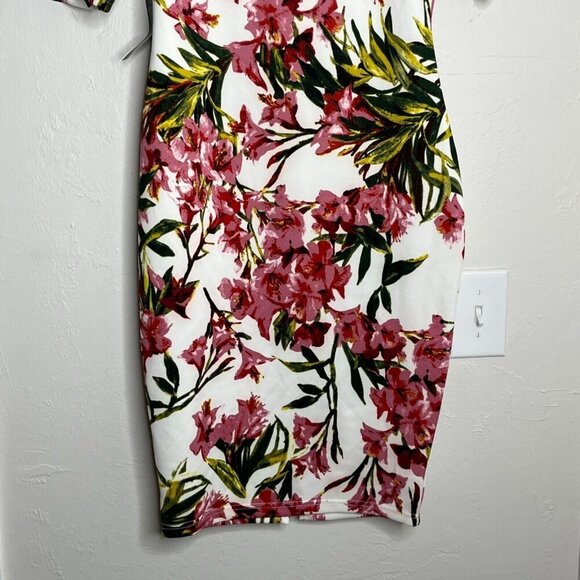 AX Paris Floral Sheath Dress Back Zipper White Pink Knee Length Size‎ 10 NWT - Picture 3 of 8
